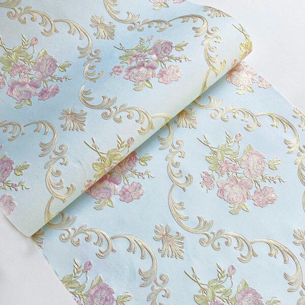 欧式田园精压花纹墙纸卧室客厅餐厅酒店电视背景墙家用装饰壁纸