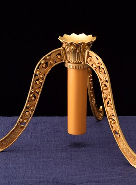 手摇转轮底座藏式黄铜雕花长柄配C套转筒莲花底座转动轮摆件加大