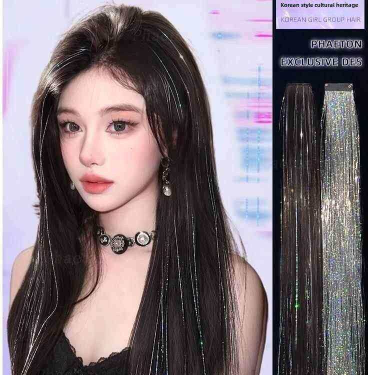 演唱会音乐节发饰亮闪流苏超仙彩色发绳编发点缀女团风舞台头饰潮
