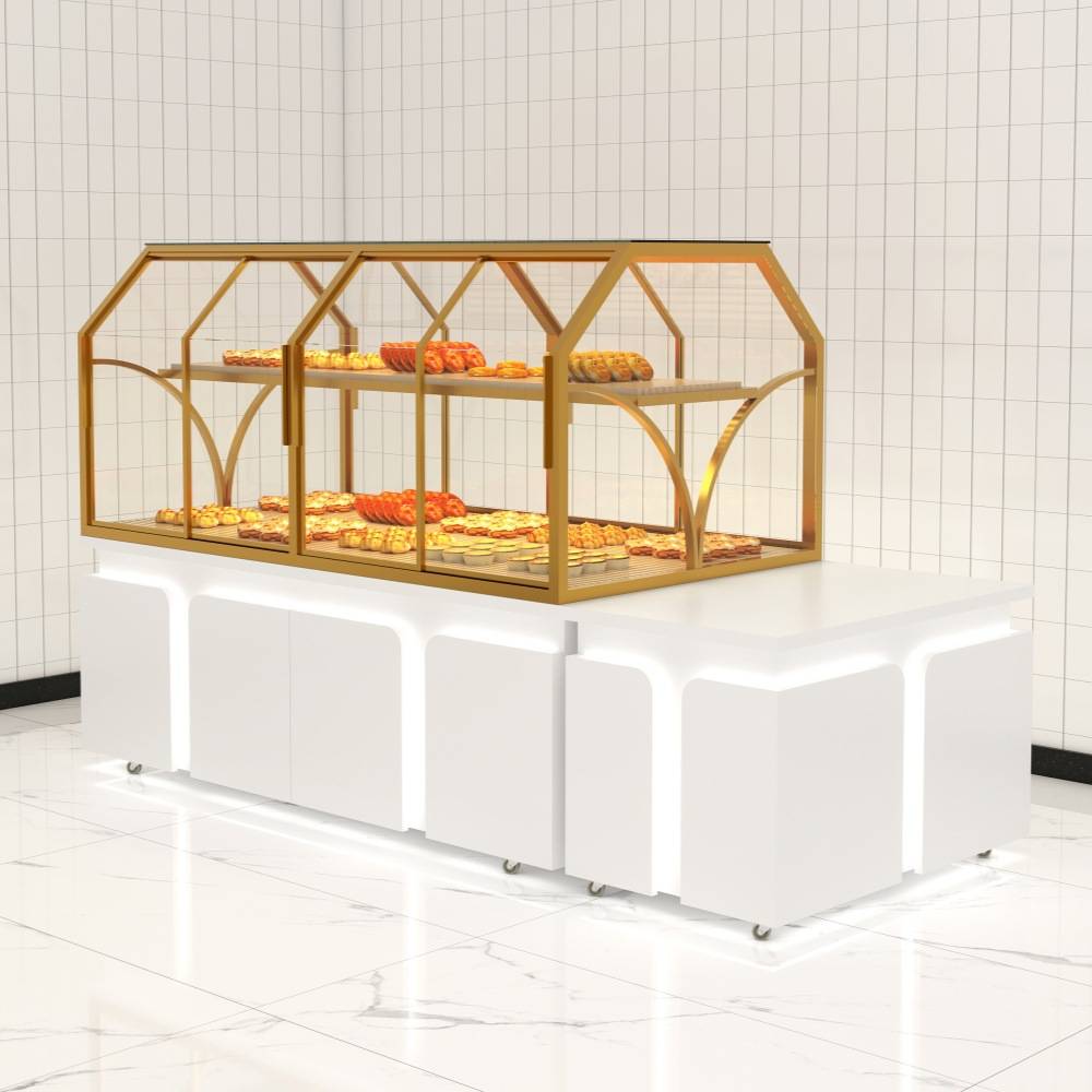 面包柜弧形中岛边柜蛋糕店糕点桃酥饼干陈列展柜商场超市展示货架