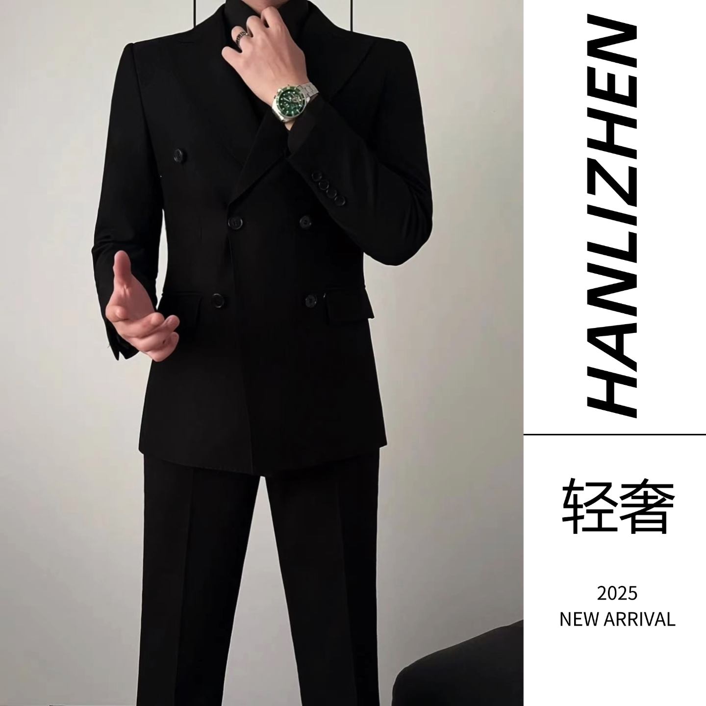 男士英伦风帅气商务西装套装新郎结婚韩版修身型男高端双排扣西服