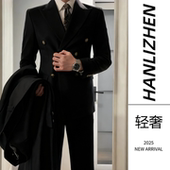 羊毛西服商务西装 套装 新郎结婚韩版 秋冬男士 修身 型高端双排扣西服