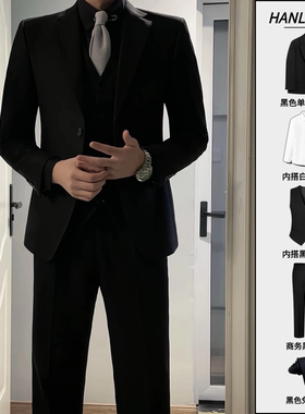 春季新款帅气英伦修身西服套装男士绅士商务休闲结婚新郎西装
