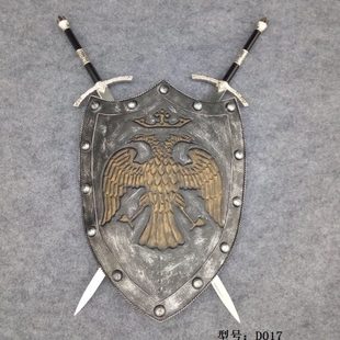 中世纪古罗马盾牌十字军金属盾牌盔甲武士欧洲骑士剑盾击剑馆摆件