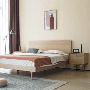 北欧表情家居NORHOR全实木双人床橡木原木黑色复古中古风诧寂E10