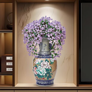 新中式 落地大花瓶紫水晶摆件客厅电视柜旁高级感招财乔迁新居饰品