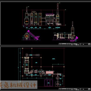 12T/天固废焚烧系统工艺流程平面生活固体垃圾焚烧炉设备CAD图纸1