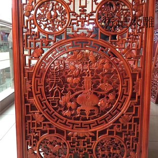 东阳木雕花板中式香樟木原木120*80cm实木玄关雕刻隔断屏风现货