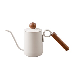挂耳咖啡手冲壶304不锈钢胡桃木柄带盖咖啡壶细口长嘴壶定制logo