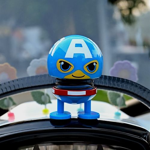 摩托车踏板车电动车弹簧摇头公仔 创意表情包加厚升级款饰品摆件