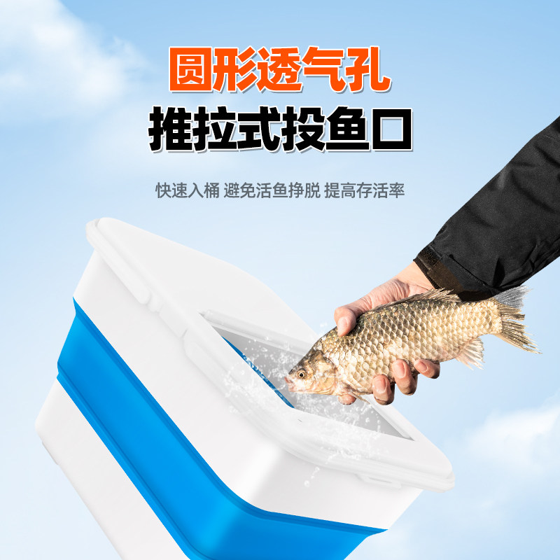 钓鱼桶鱼箱活鱼桶鱼护桶折叠钓箱加厚水N桶折叠装鱼桶渔具用品