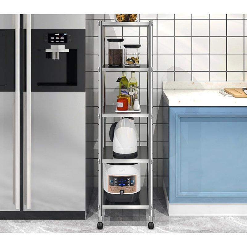 置物架带轮可移动厨房不锈钢落地多层微波炉收纳架碗盘烤箱储物架