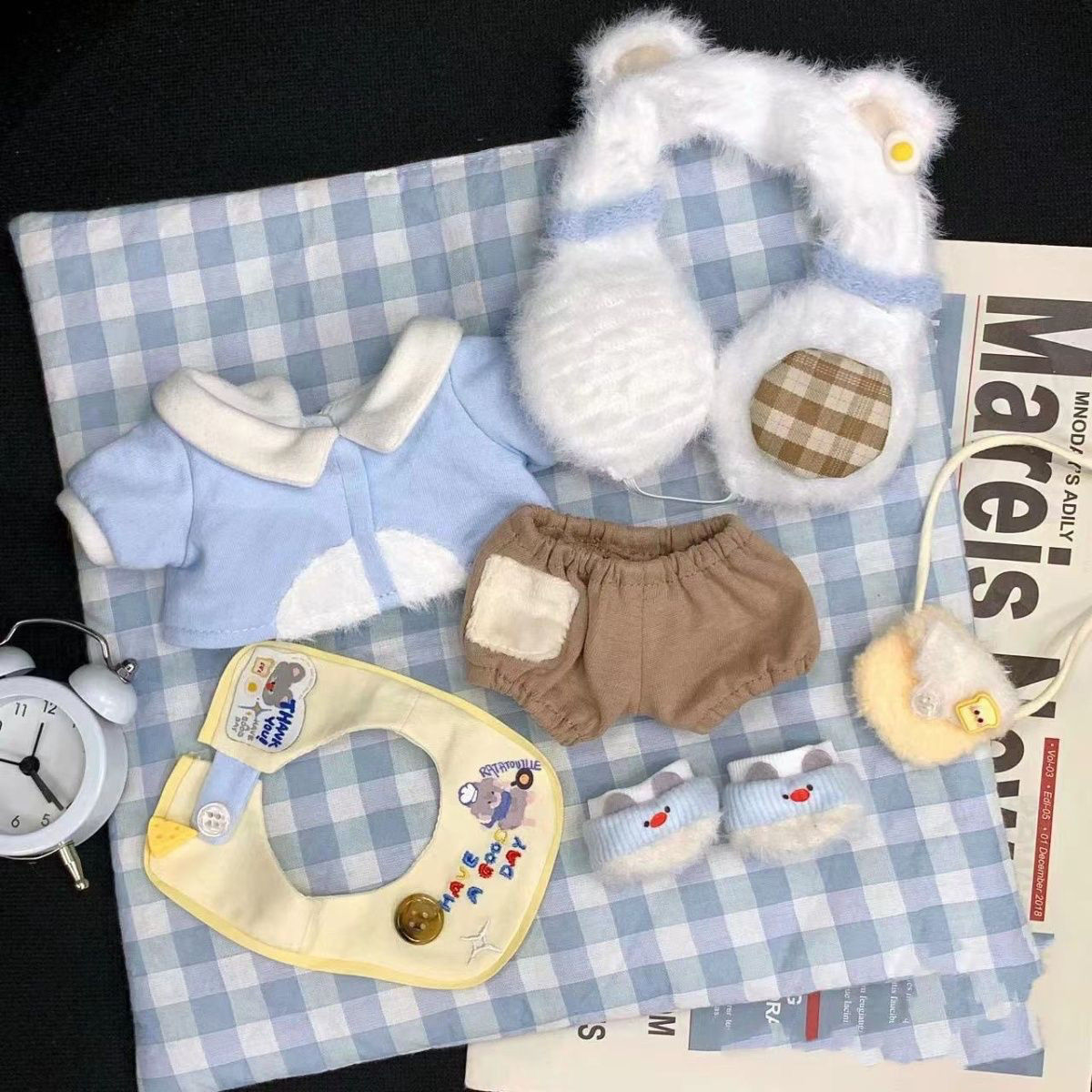 20cm娃衣棉花娃娃可爱套装芝士雪绒冬季高颜值娃娃衣服无属性