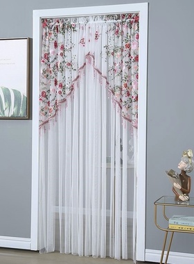 法式三角蕾丝纱帘卧室窗帘免打孔半帘门帘隔断装饰防蚊门帘卫生间