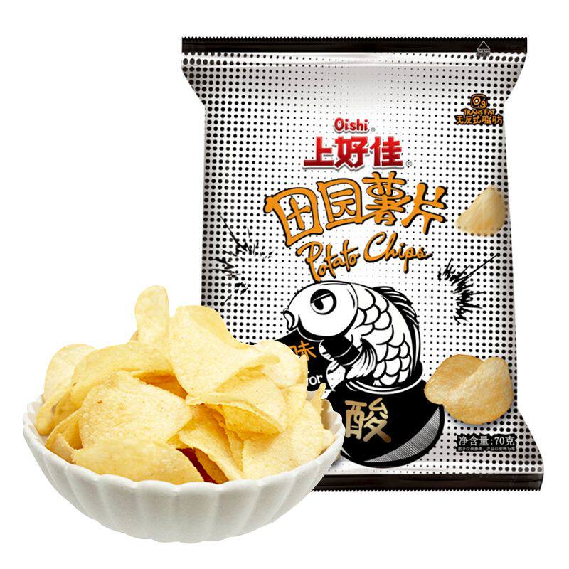 上好佳田园薯片70g/袋太二酸菜鱼味膨化解馋追剧休闲小吃零食品