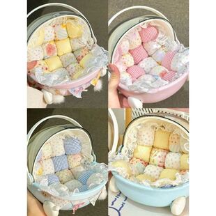 手提桌面摇篮收纳盒子棉花娃娃可爱宿舍好物零食筐bjd ob11婴儿车