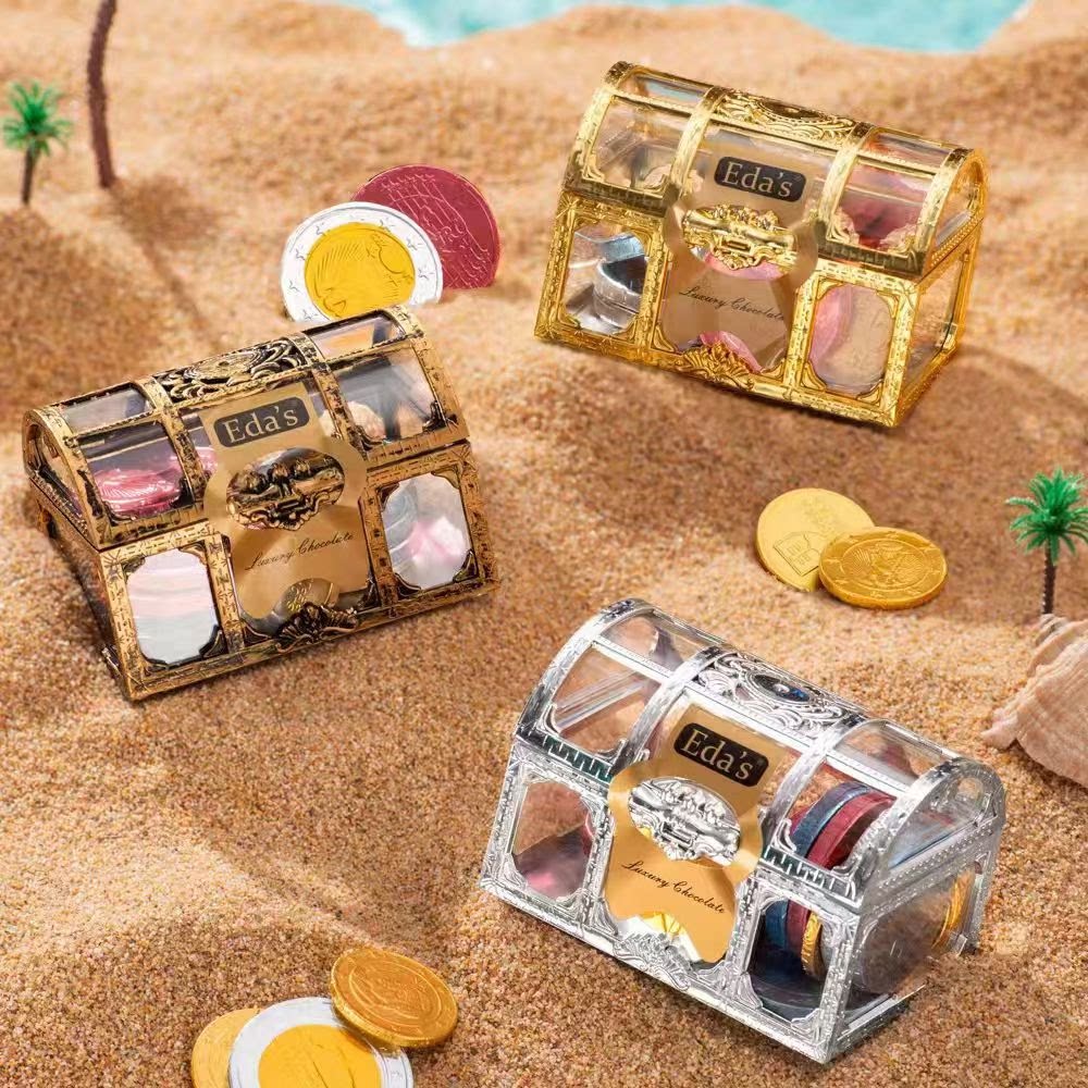 意大利进口艾达的世界金色银色宝箱金币牛奶巧克力礼盒装儿童零食