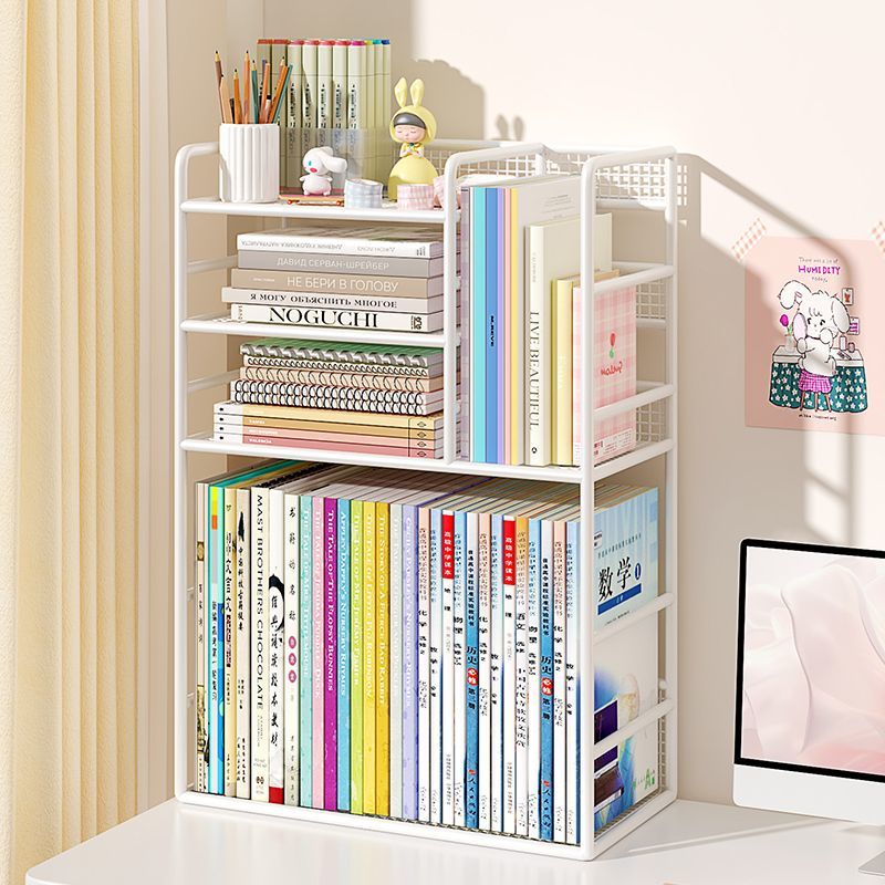 272书架桌面置物架简易儿童组合书桌上收纳架学生用宿舍书柜简约