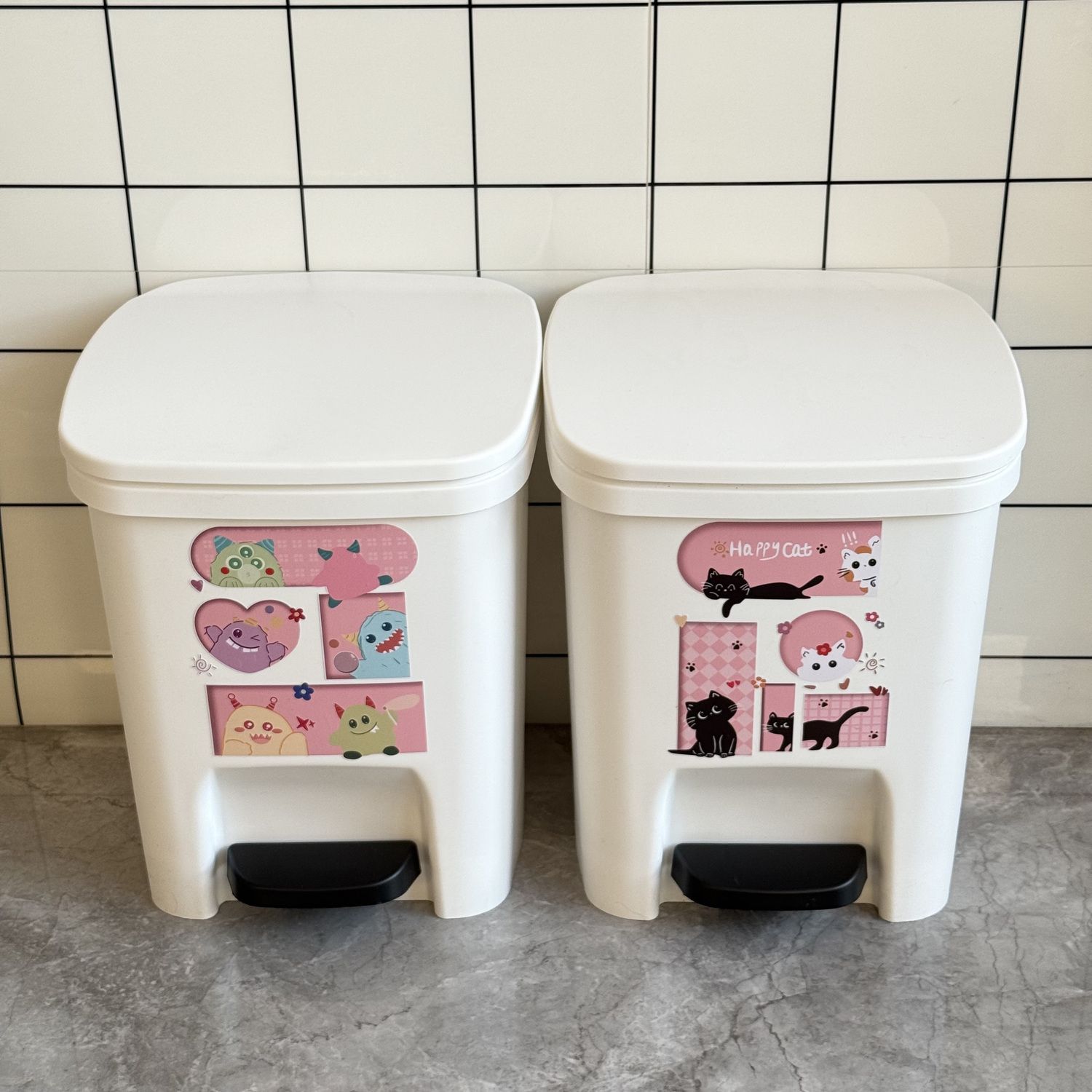 小怪兽垃圾桶可爱高颜值厨房客厅大容量脚踏式卧室家用卫生间纸篓