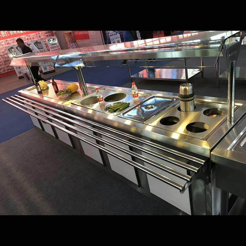 玻璃罩电加热快餐车保温售饭台快餐保温台商用蒸菜台汤池粥桶定制