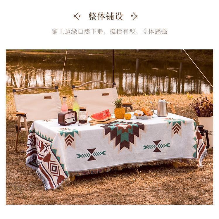 桌子遮盖布网红露营桌布复古民族风毯子野餐垫帐篷装备毯加厚