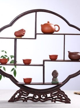 昊林轩 鸡翅木大号海棠形多宝架 博古架 古董架 茶具架 装饰品