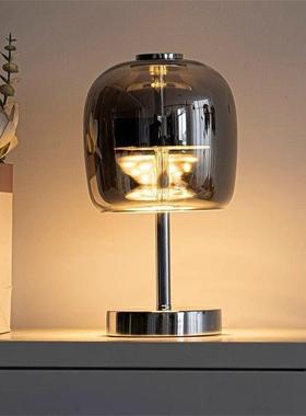 装饰台灯网红卧室书房玻璃灯具北欧简约床头小夜灯个台氛围灯