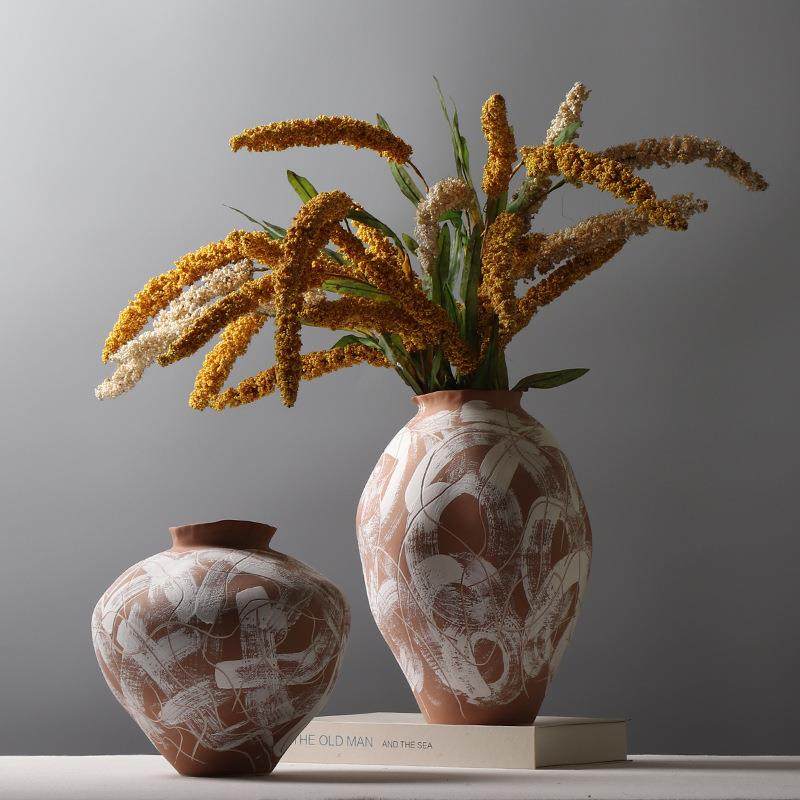 复古风陶瓷花瓶设计师样板房软装创意插干花装饰品手绘台面摆件,畜牧/养殖物资,畜牧/养殖器械,淘宝优惠券,粉丝福利购,淘宝优惠卷