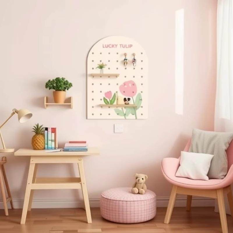 奶油风郁金香洞洞板置物架玄关挂画卧室免打孔收纳挂板郁金香,自行车/骑行装备/零配件,更多零件/配件,淘宝优惠券,粉丝福利购,淘宝优惠卷