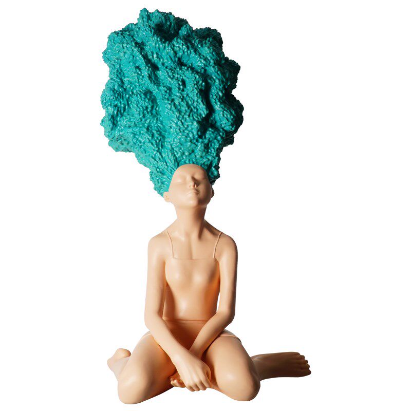 雕塑摆件落地商场办公室前台抽象艺术人物坐姿工艺品展厅创意人像