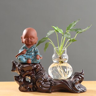 绿萝红掌水培花瓶玻璃透明创意个性水养鲜花器皿绿植花盆陶瓷摆件