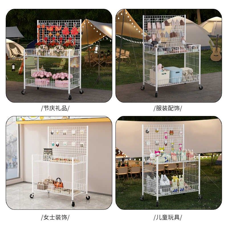 可折叠夜市地摊车冰粉小吃移动摆摊车烤肠花车小推车专用促销车架