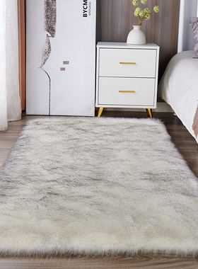 长毛绒地毯浅紫色卧室房间床边毯简约现代纯色P毛毯地垫装饰可定