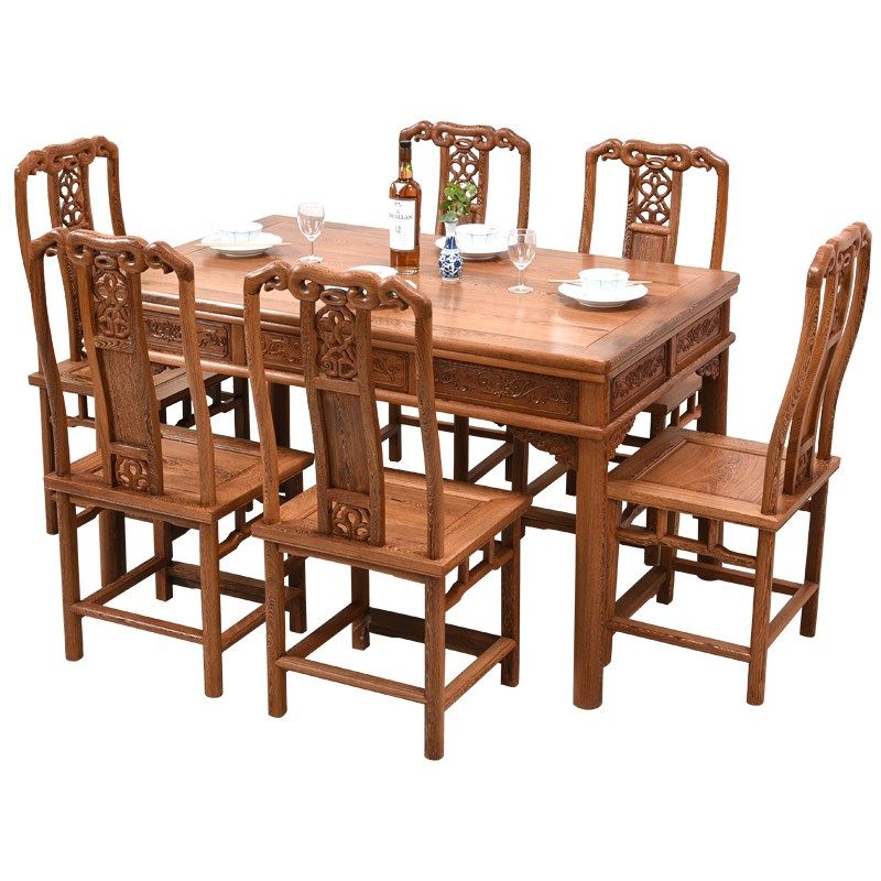 鸡翅木餐桌长方形红木中式实木餐桌椅组合家用小户型复古原木仿古,住宅家具,实木餐桌,淘宝优惠券,粉丝福利购,淘宝优惠卷