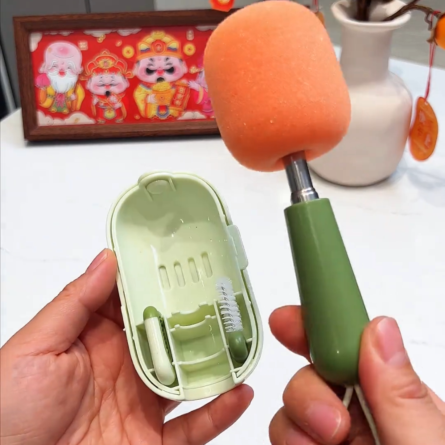 便携式三合一杯刷套装清洁力强伸缩折叠杯刷洗奶瓶刷子杯子清洁刷