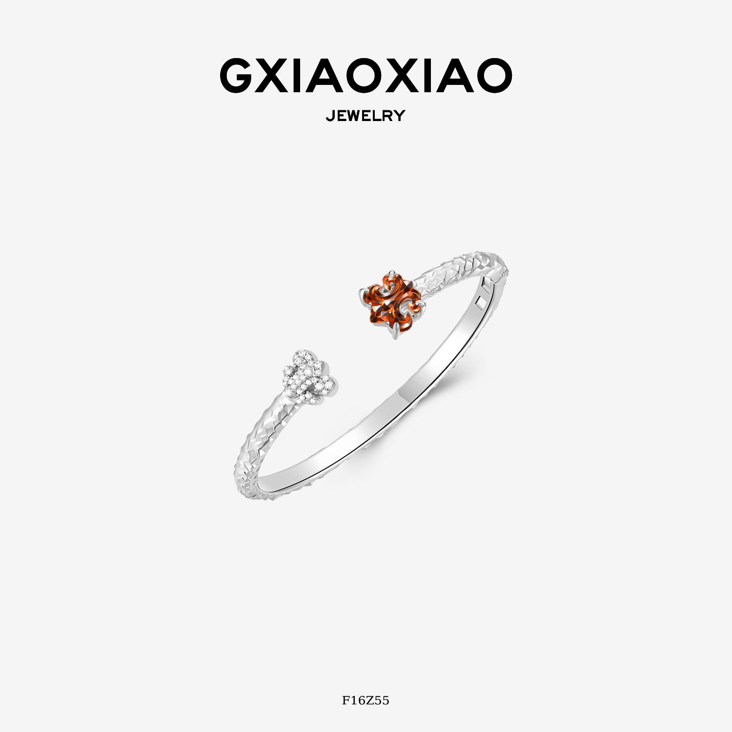 高小小G XIAOXIAO 原创鸢尾花手镯高级轻奢饰品法式复古银色手饰