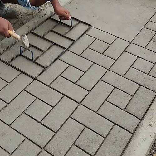 仿古过道水泥地面压花模具混凝土防滑路面施工钢材质花园广场庭院