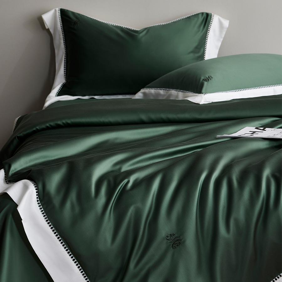 高端140支LF兰精双面天丝贡缎四件套纯色轻奢风凉感夏被床上用品