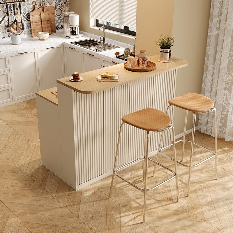 奶油风岛台餐桌一k体餐边柜小户型开放式厨房吧台桌家用多功能餐