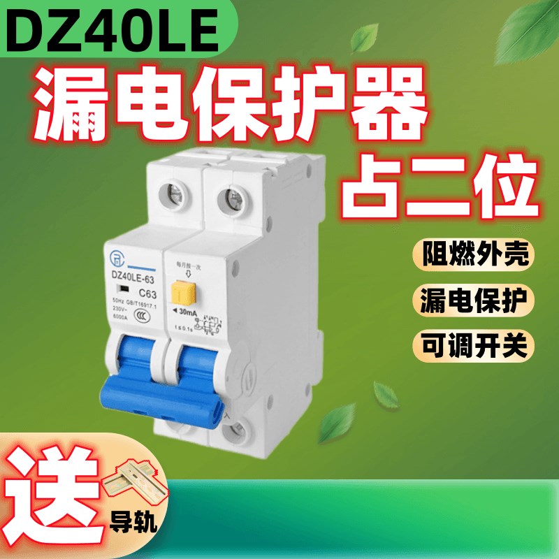 上海人民漏电保护器DZ40LE-2P63aG家用二位漏保空气开关带漏电保