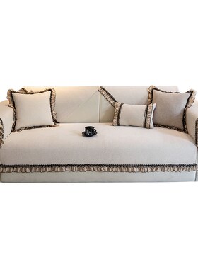 雪尼尔沙发垫四季通用防滑三坐一贵妃坐垫套罩2024新款扶手盖巾布