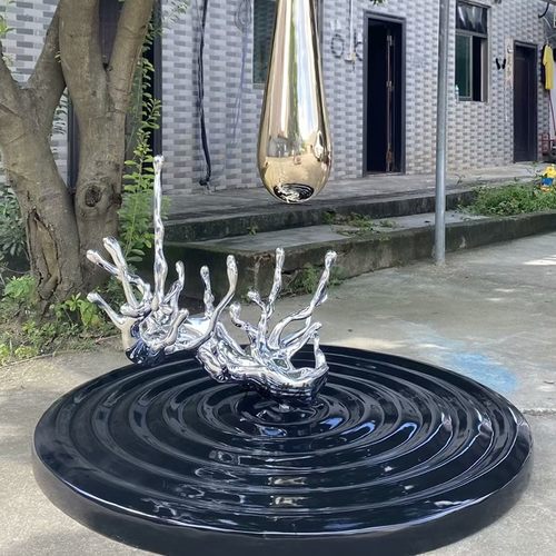 玻璃纤维电镀水滴水波纹雕塑酒店大堂样品屋展示中心大型落地艺术