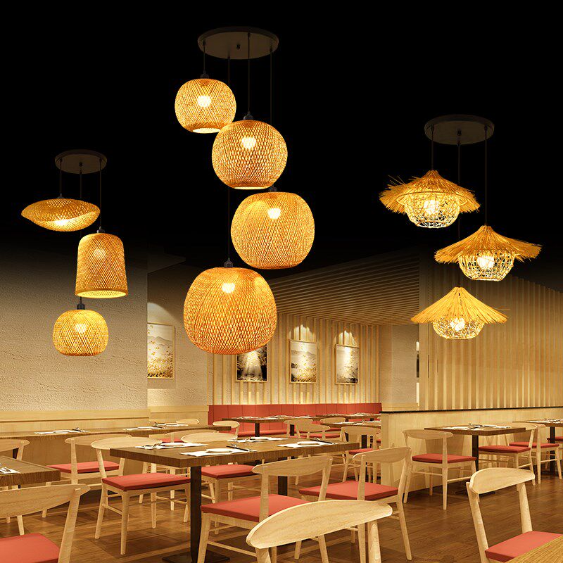 竹编组合吊灯餐厅卧室客厅民宿灯笼中式复古藤编多头楼梯竹艺灯具,家装灯饰光源,LOFT/复式住宅/楼梯吊灯,淘宝优惠券,粉丝福利购,淘宝优惠卷