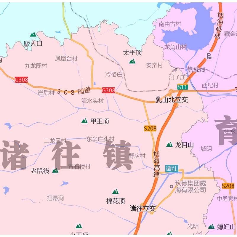 乳山市地图1.15威海市高清A折叠家用办公室书房装饰墙贴包邮
