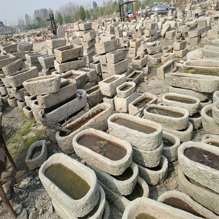 老石槽鱼缸石头花盆庭院流水组合青石户外牛槽马槽摆件景观老旧槽