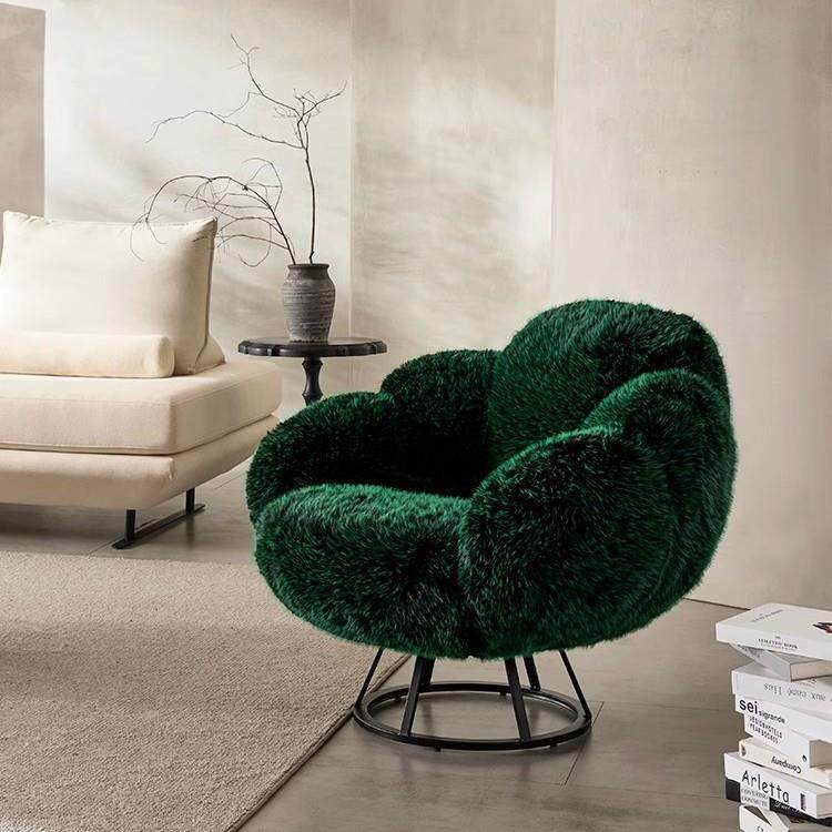 熊掌椅一体定型棉单人沙发意式极简设计师阳台客厅懒人网红旋转椅