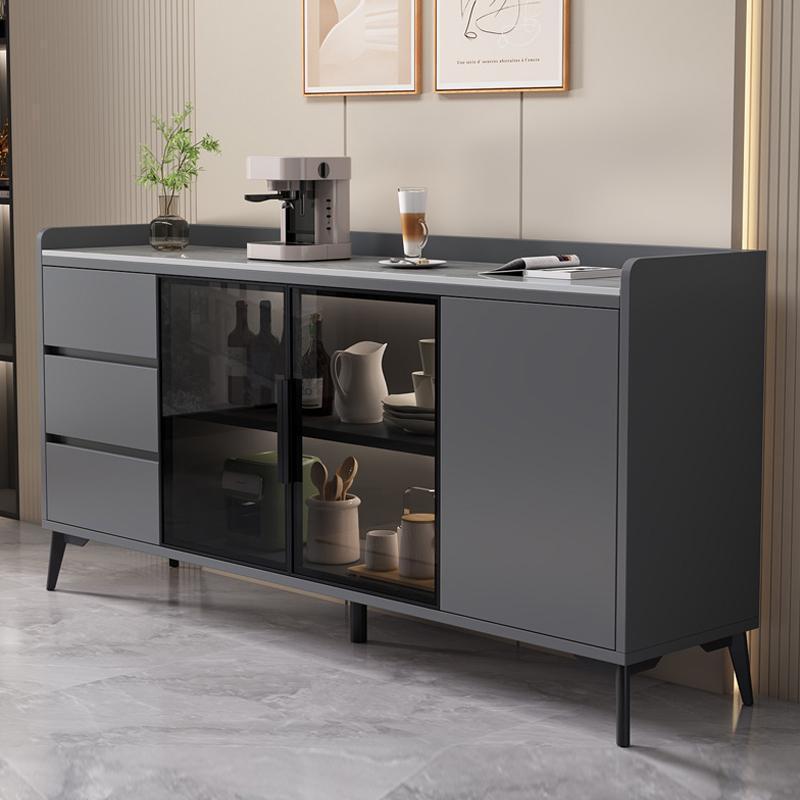 岩板餐边柜现代简约轻奢实木厨房客厅酒店家用靠墙茶水储物柜