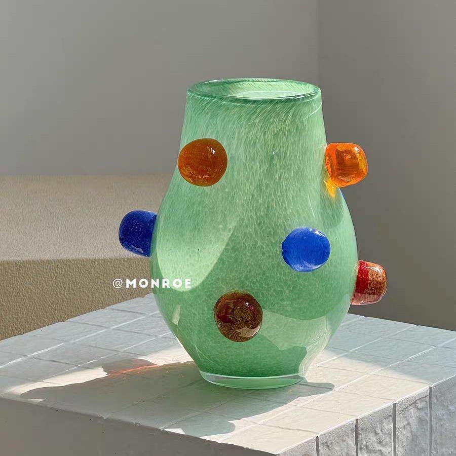 创意彩色斑点玻璃花瓶高品质轻奢家装客厅桌面水养插花,清洗/食品/商业设备,风口/风叶/风机配件,淘宝优惠券,粉丝福利购,淘宝优惠卷