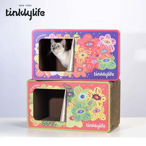 Tinklylife听可猫抓板猫窝一体耐抓耐磨瓦楞纸立式猫抓板