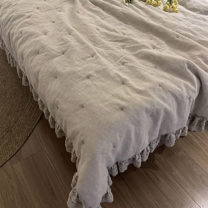 外单罗布麻野麻原麻雨露X原色花边被